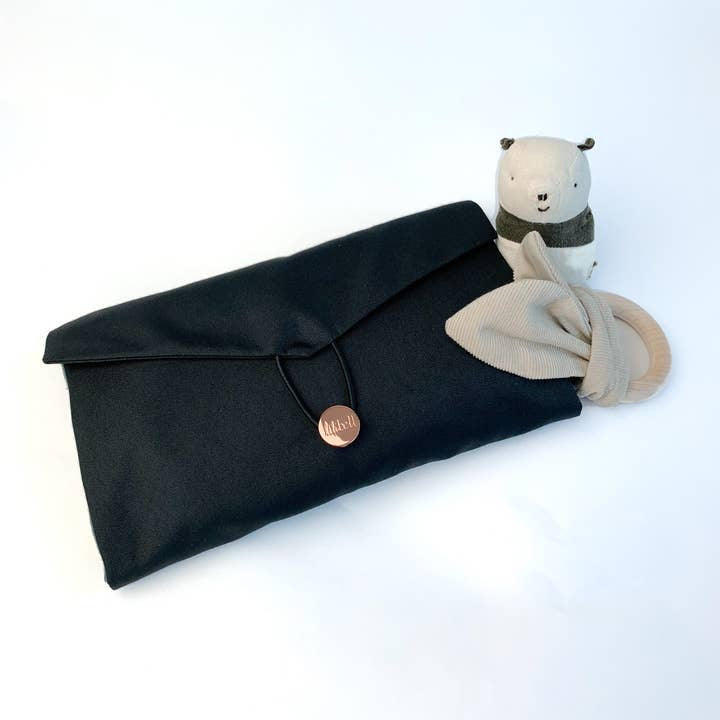 Black small diaper bag in clutch form