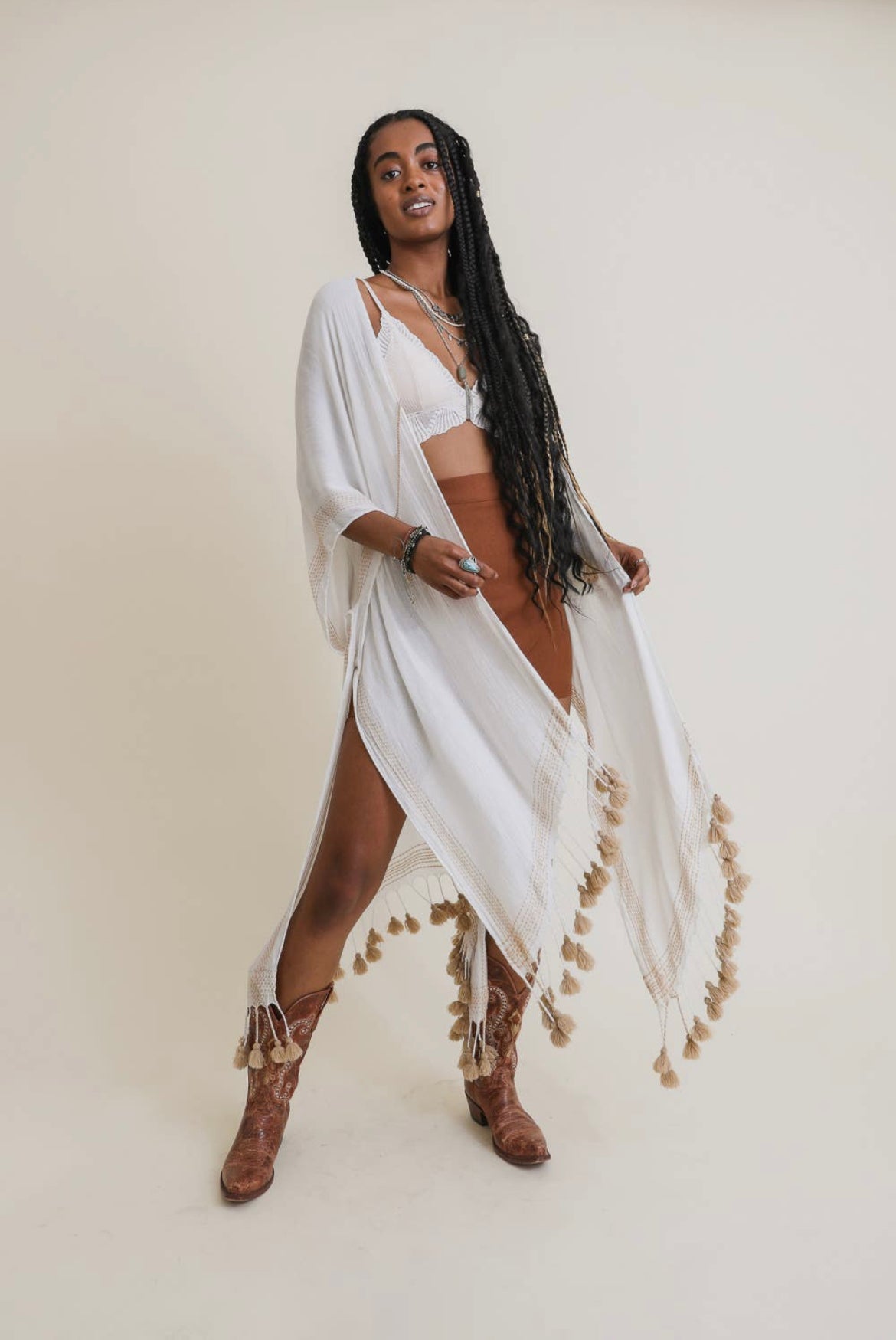 Longline tassel kimono