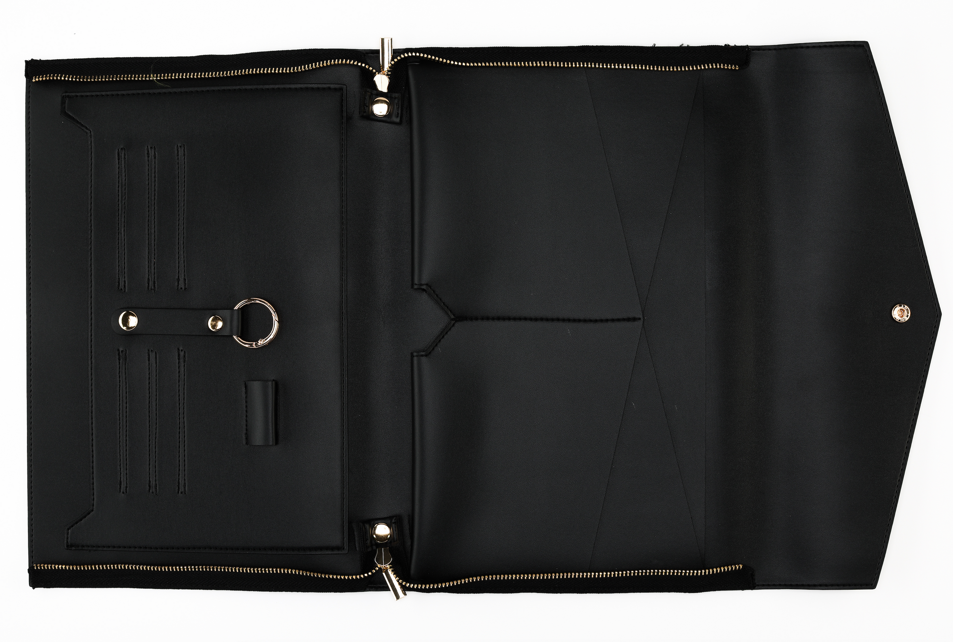 Elevate your style with Sonia's Vokalized Kreations' Harlem & Brooklyn Bundle. This collection features the Brooklyn Wallet, a chic black leather piece with card slots, a sleek ring, and a secure snap closure—ideal for lovers of classic black accessories in their daily attire.