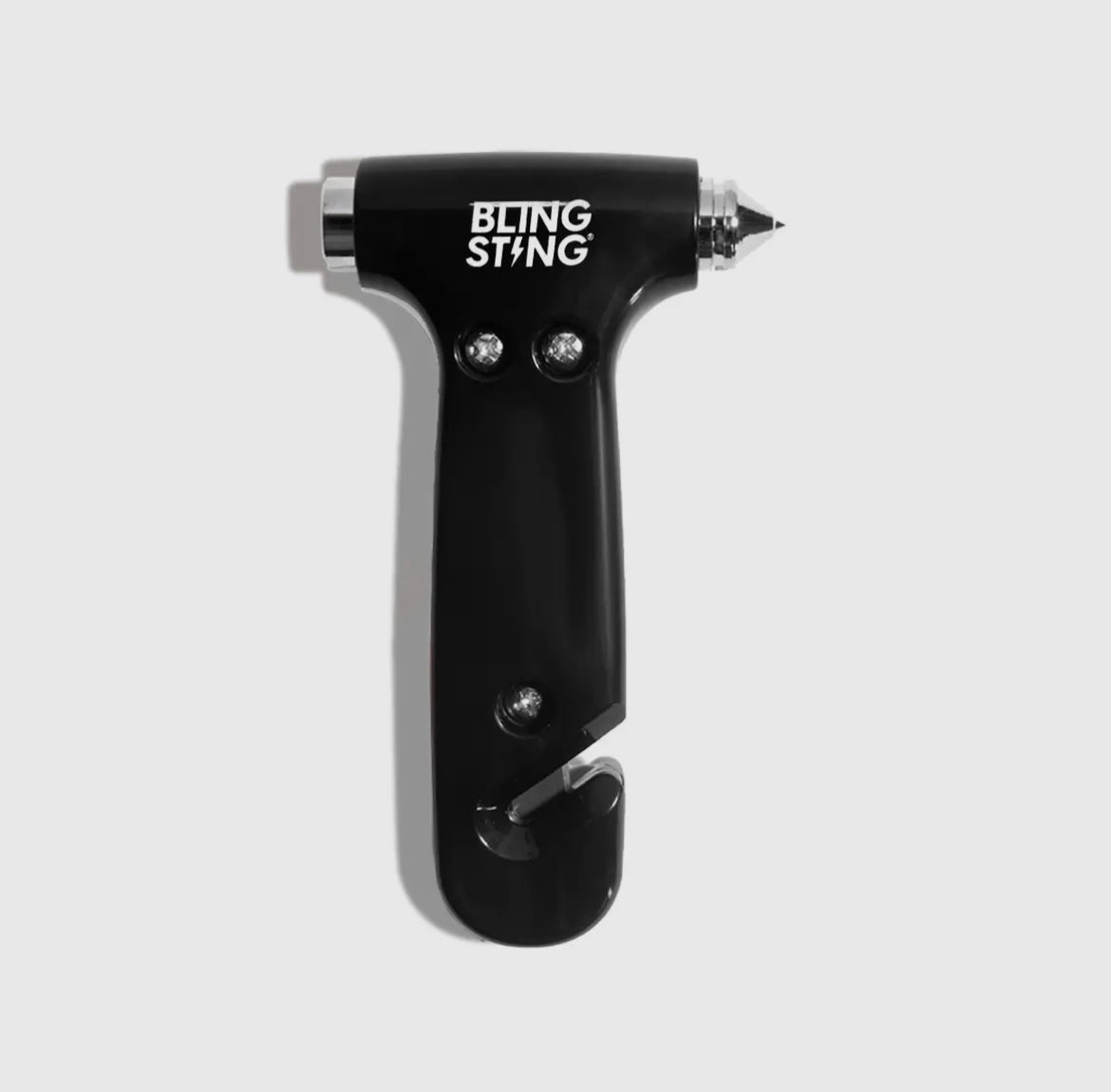 The Glammer Hammer by Sonia's Vokalized Kreations includes a pointed metal tip and seatbelt cutter, offering essential safety in emergencies.
