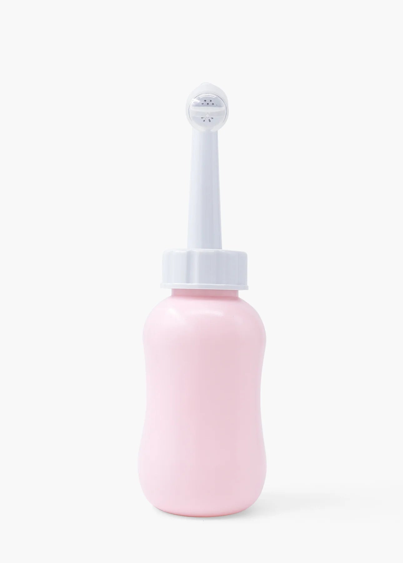 The Peri Bottle by sonia's-vokalized-kreations features a pink design with a white angled spout, making it a postpartum essential for gentle perineum care, comfort, and hygiene.