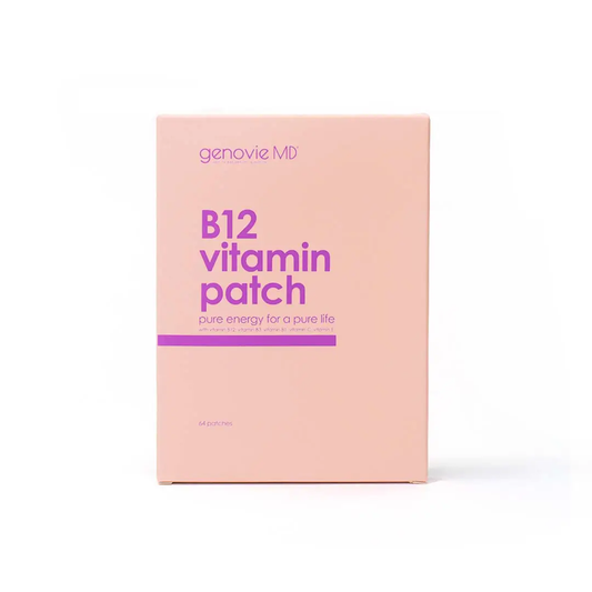 A peach-colored "B12 Vitamin Patch - Instant Energy" box by Sonia's Vokalized Kreations offers 64 transdermal patches that deliver B-complex vitamins through your skin for pure energy.