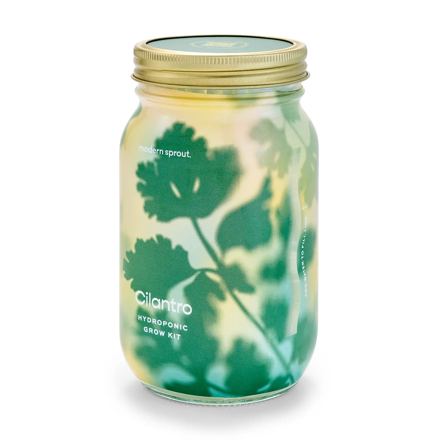 Sonia's Vokalized Kreations Garden Jar Hydroponic Herb Kit offers easy indoor growing of fresh herbs year-round, featuring a glass jar with a gold lid and cilantro leaf design—perfect for simple hydroponics.